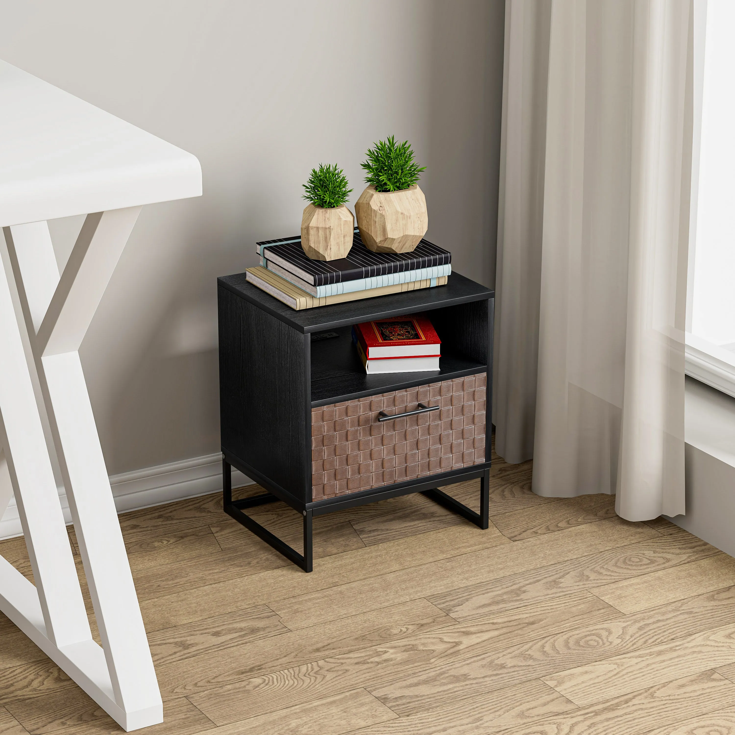 1 door nightstand, with socket, Modern Night Stand for bedroom, living room
