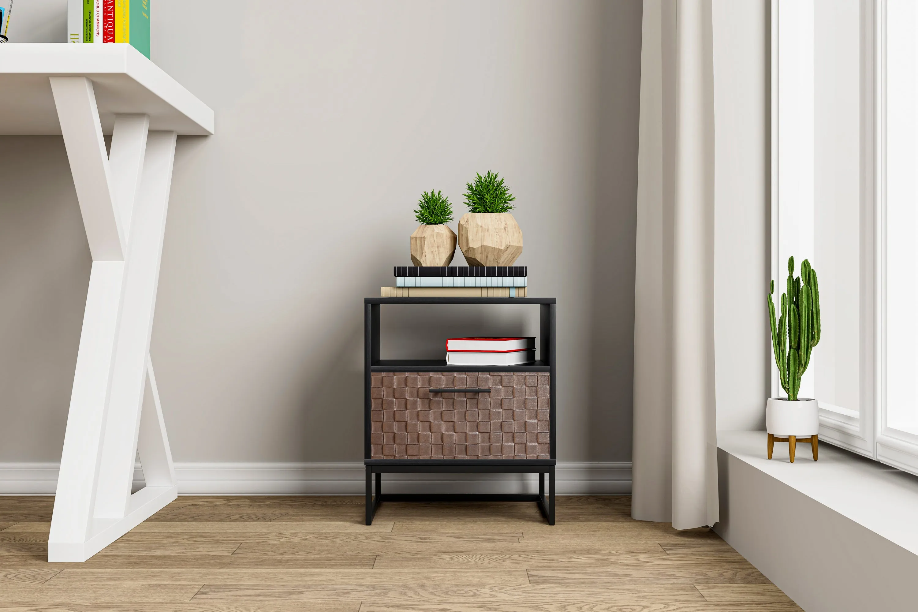 1 door nightstand, with socket, Modern Night Stand for bedroom, living room
