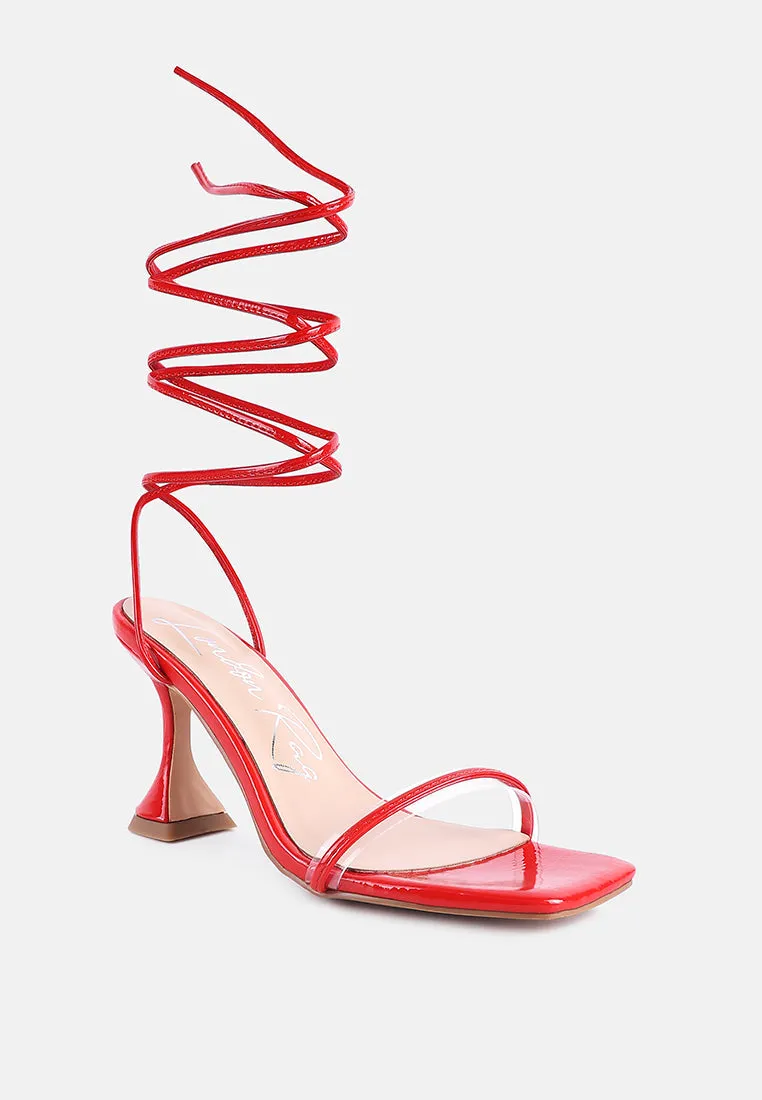 Biten Berry Spool Heel Lace Up Sandals By Ruw