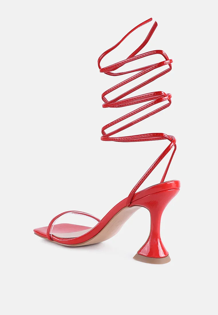 Biten Berry Spool Heel Lace Up Sandals By Ruw