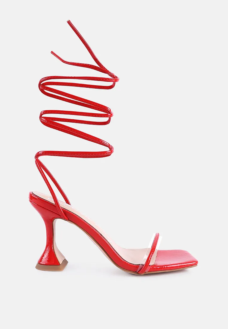 Biten Berry Spool Heel Lace Up Sandals By Ruw