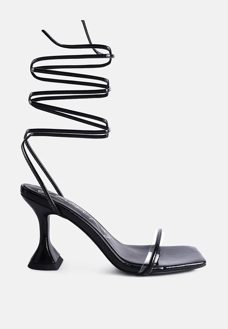Biten Berry Spool Heel Lace Up Sandals By Ruw