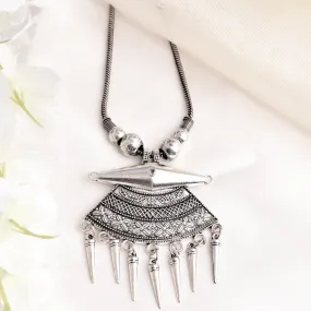 Designer German Silver Kolhapuri Long Pendant Necklace