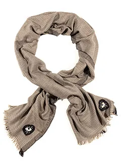 EMBROIDERED CASHMERE SCARF "SOUL" IN BROWN