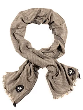 EMBROIDERED CASHMERE SCARF "SOUL" IN BROWN