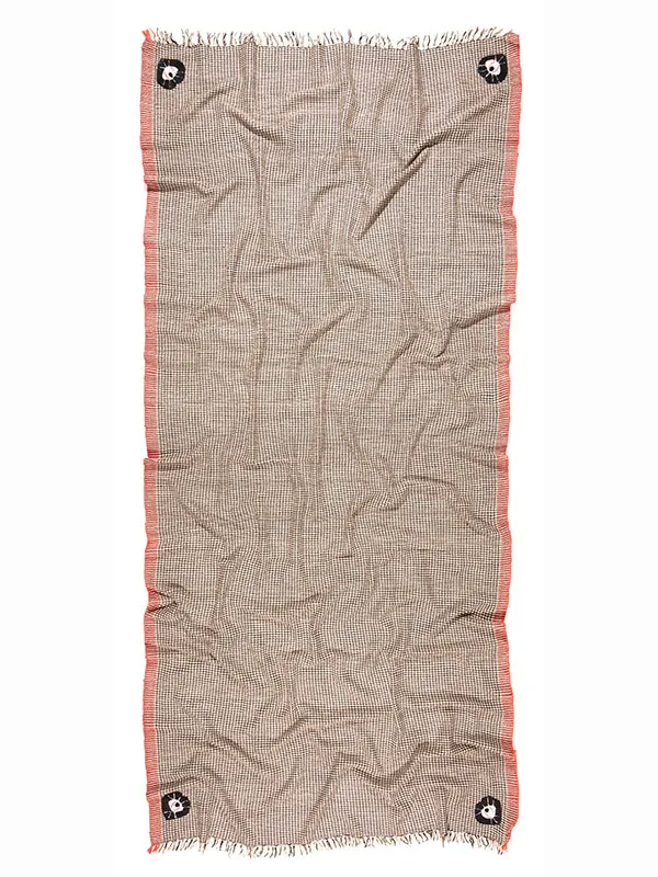 EMBROIDERED CASHMERE SCARF "SOUL" IN BROWN/ORANGE