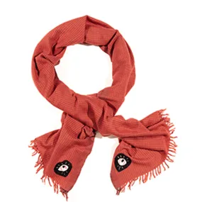 EMBROIDERED CASHMERE SCARF "SOUL" IN ORANGE/BORDEAUX