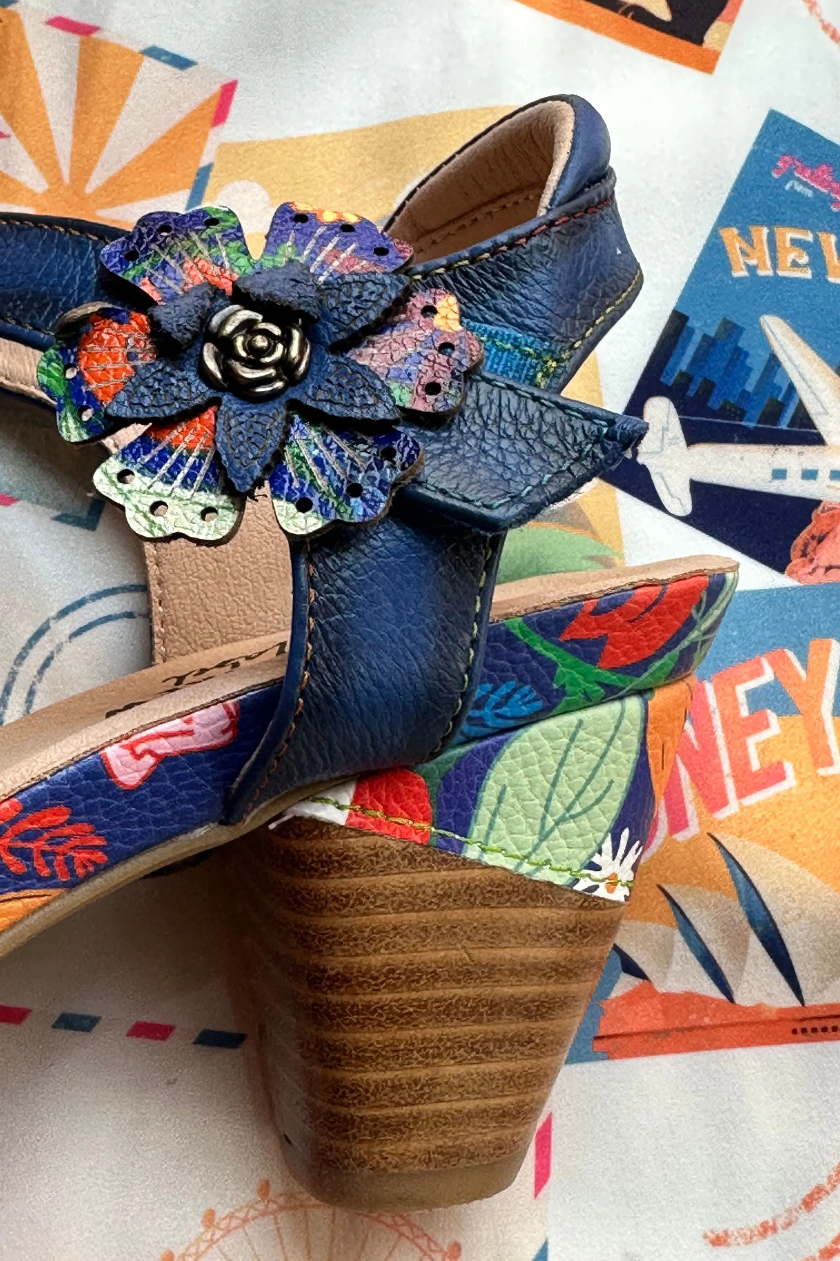 Final Sale Blue Floral Daphne Sandals by Chelsea Crew