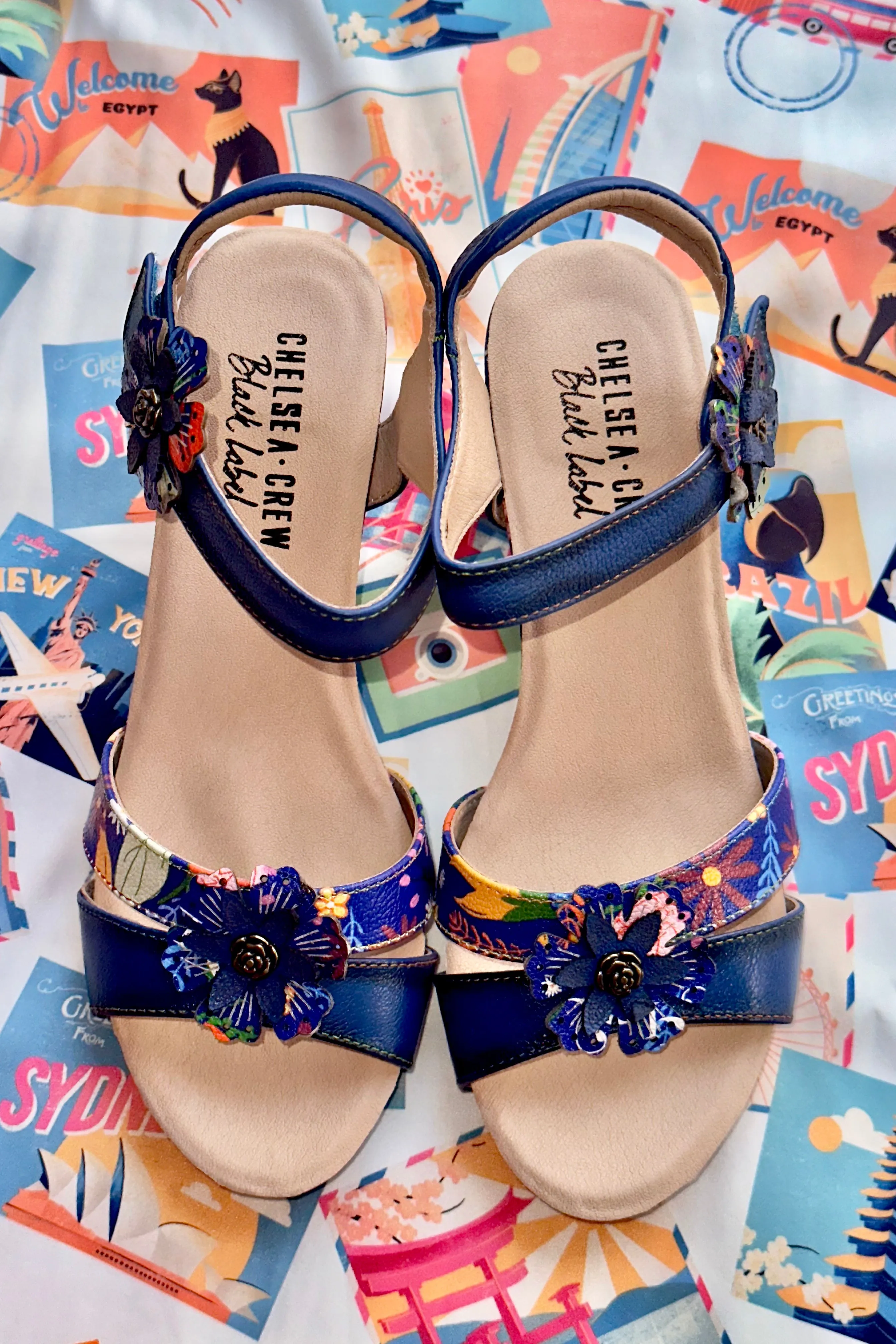Final Sale Blue Floral Daphne Sandals by Chelsea Crew