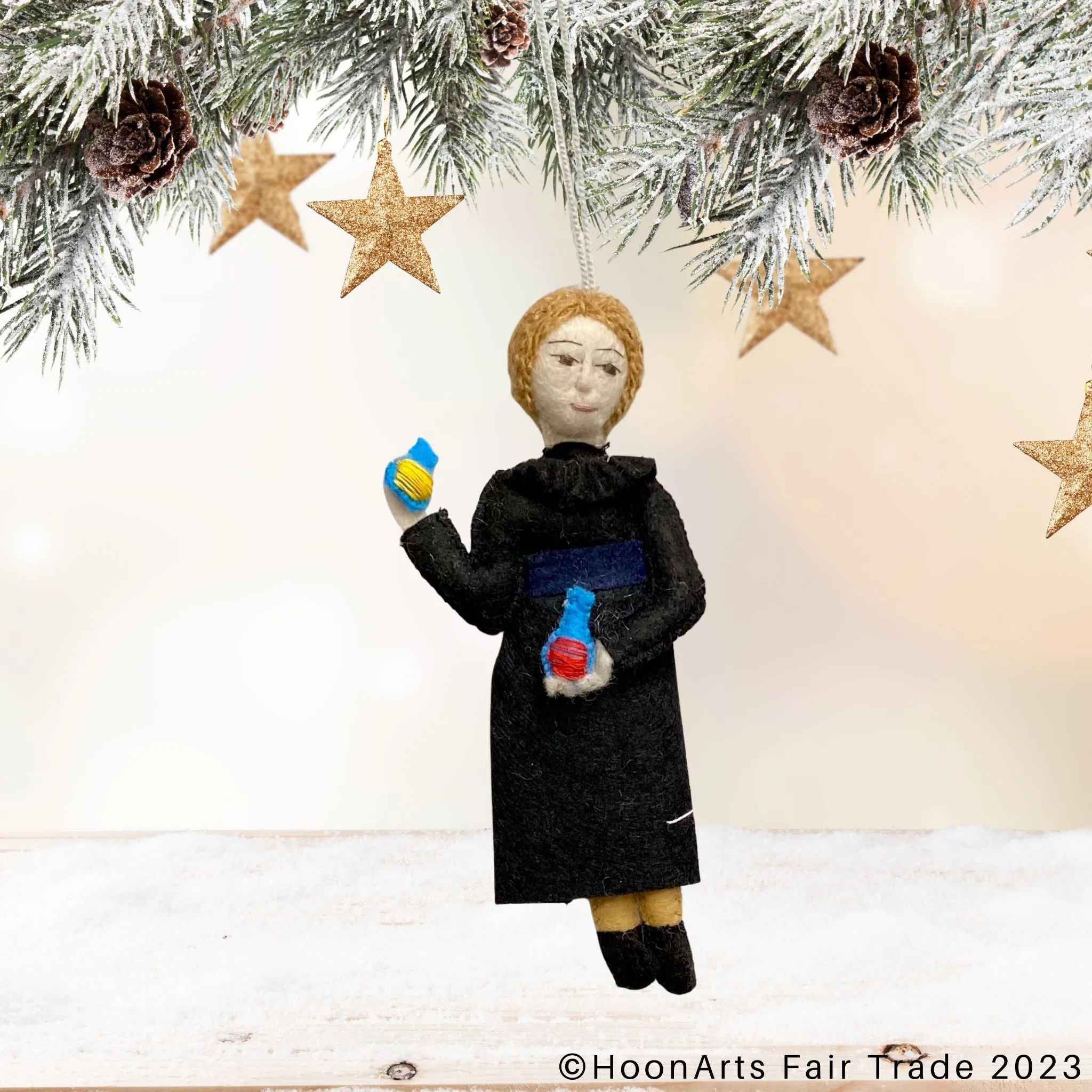 Handmade Felted Ornament - Marie Curie