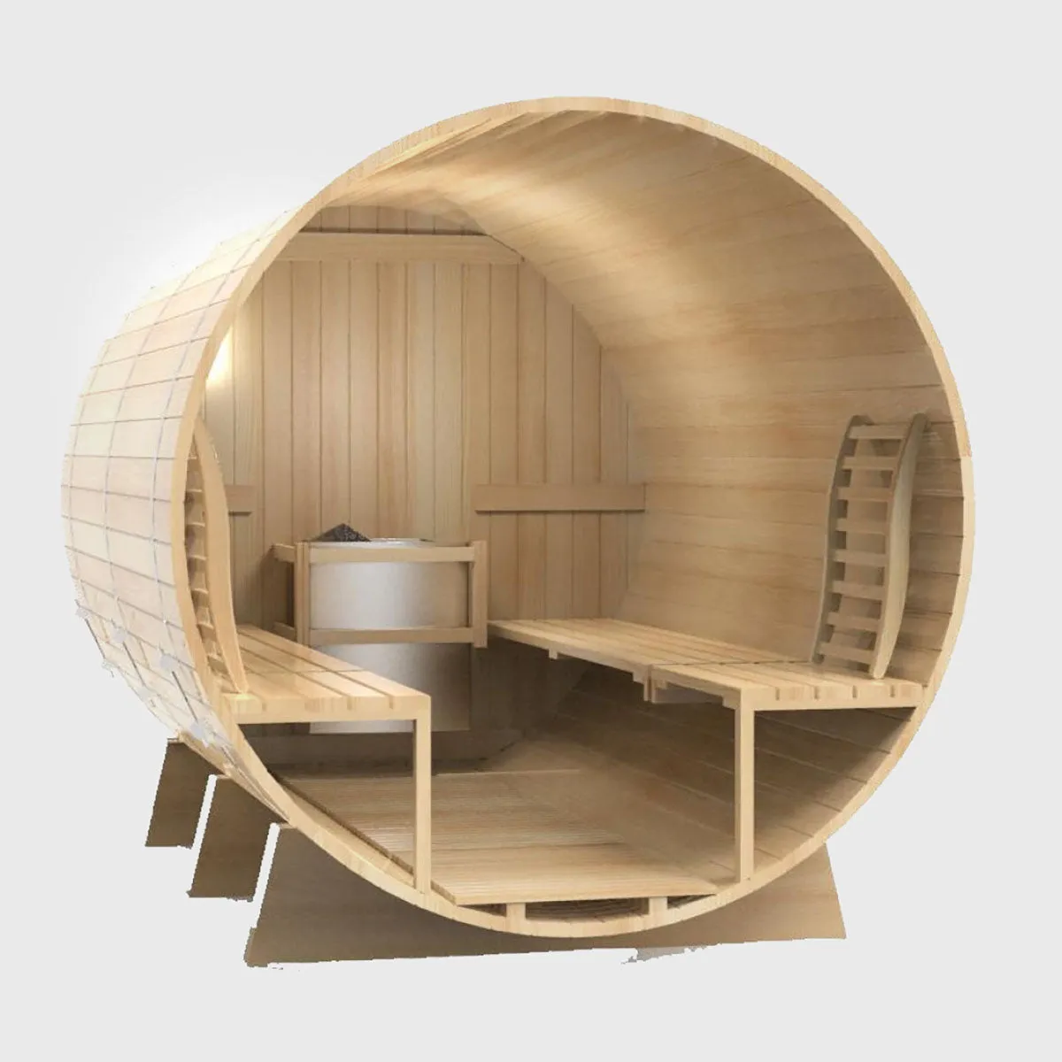 Kylin® Sauna - 4 Person Outdoor Barrel Sauna NYS-8M2 With Covered Porch