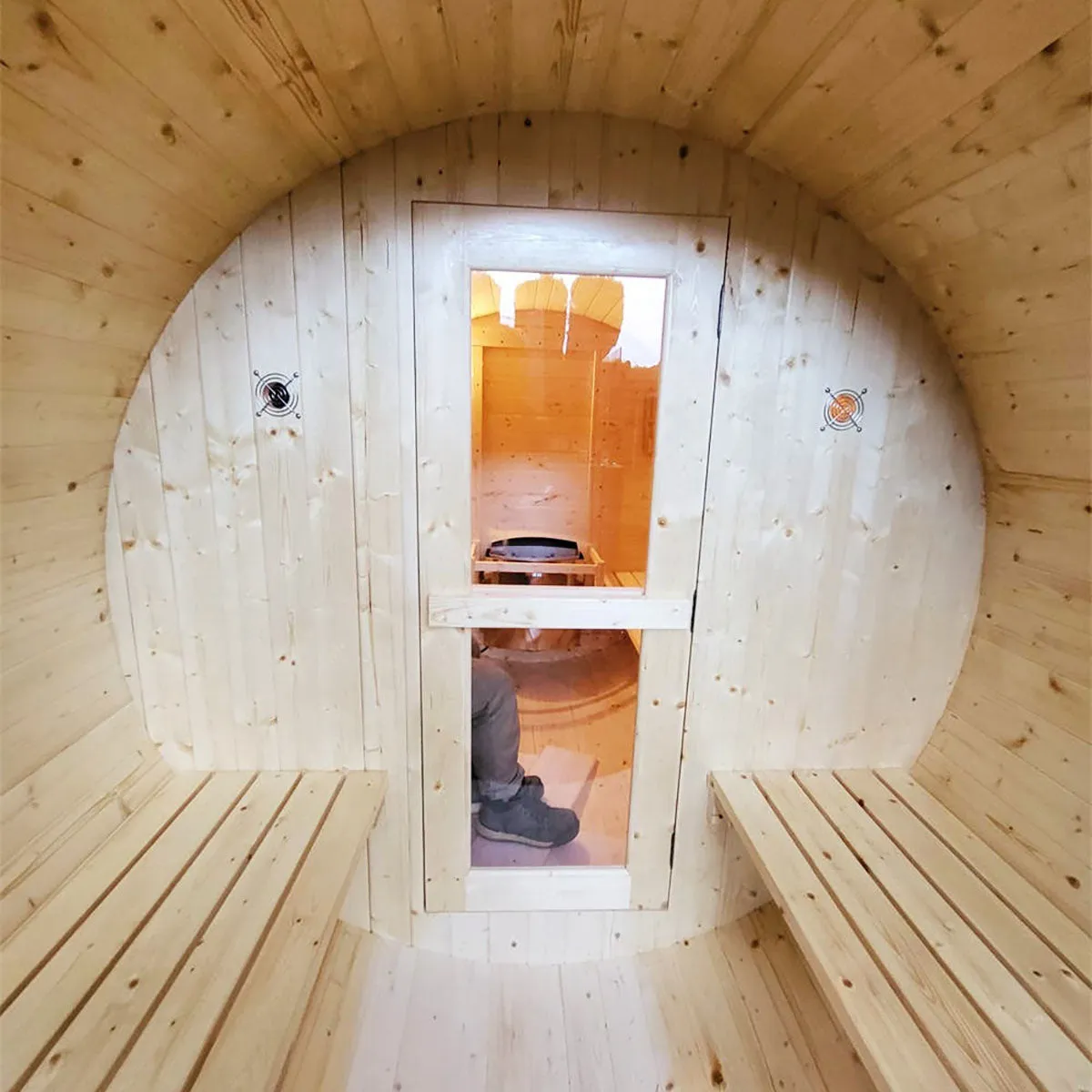 Kylin® Sauna - 4 Person Outdoor Barrel Sauna NYS-8M2 With Covered Porch