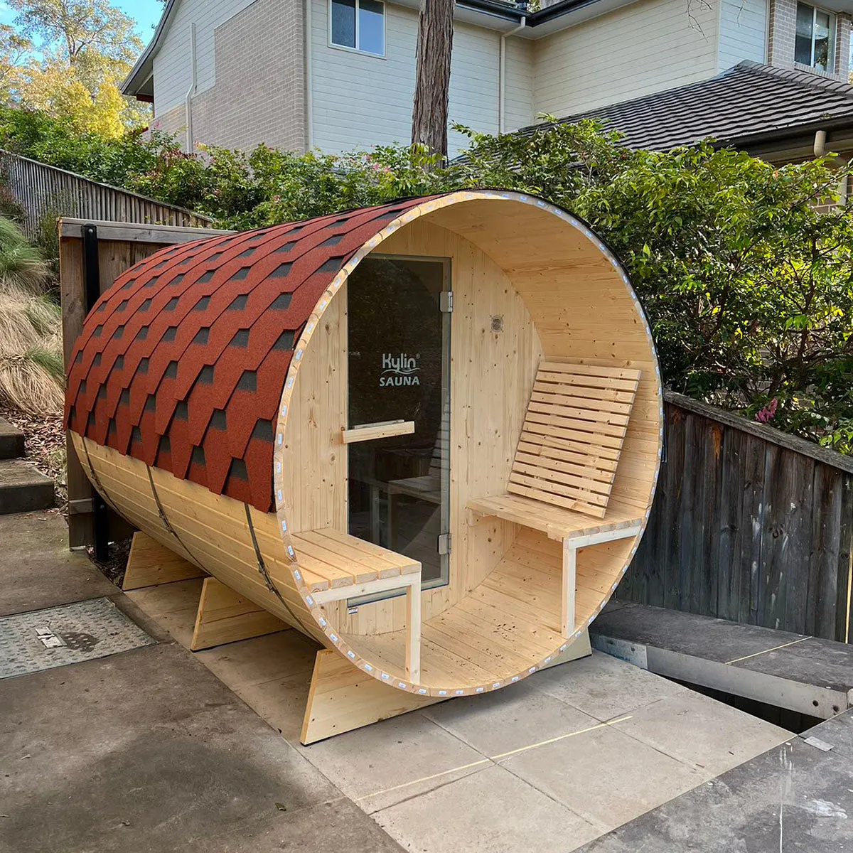 Kylin® Sauna - 6-8 Person Outdoor Barrel Sauna NYS-8MC