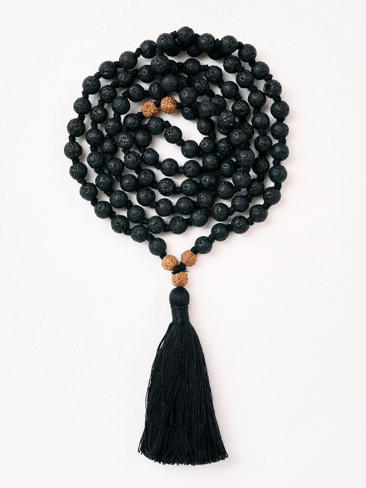 Mala Bead Necklace - Black Lava