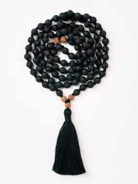 Mala Bead Necklace - Black Lava