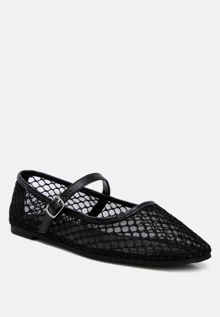 Mesh Mary Jane Flat By Ruw