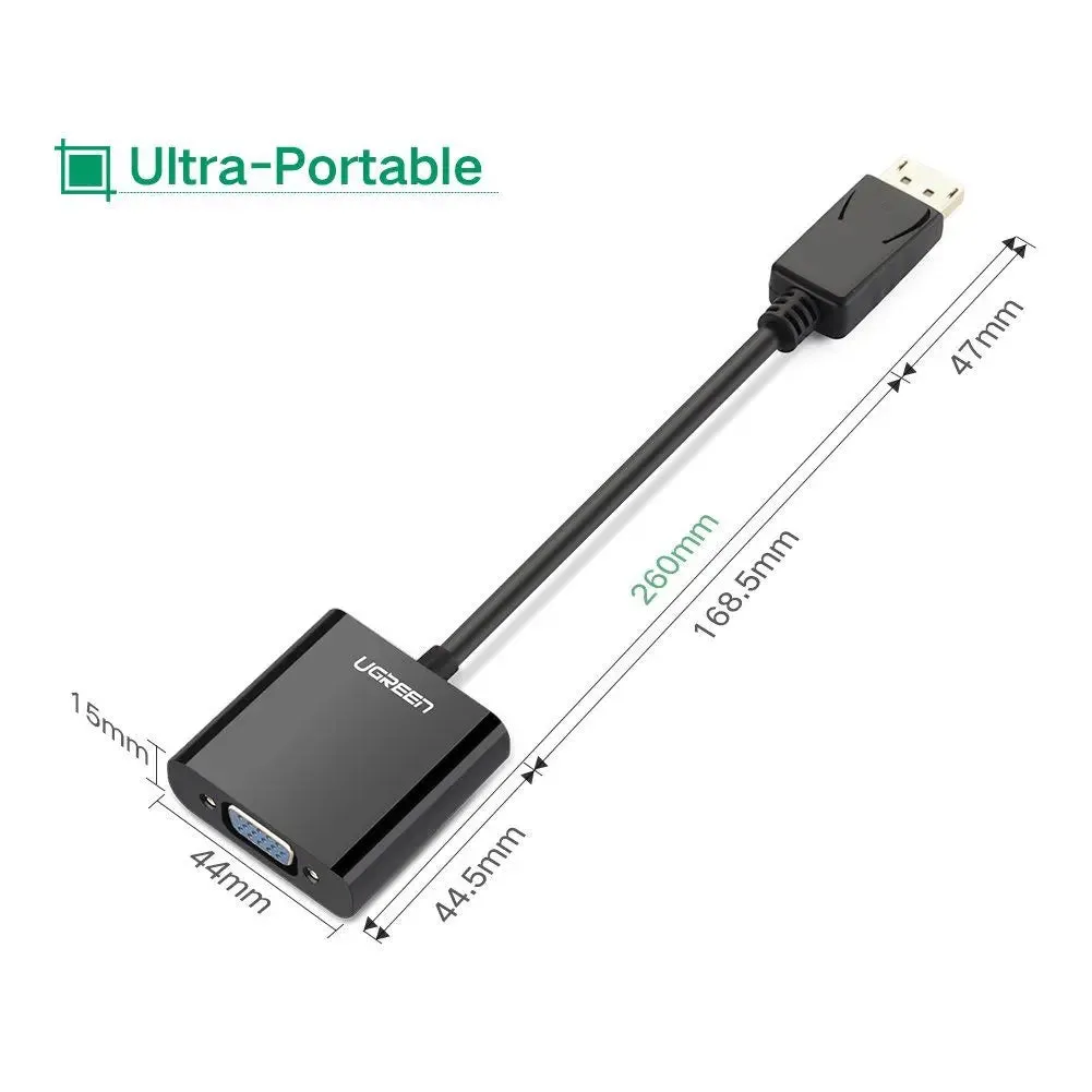 UGreen DP Male to VGA Female Converter Support 1920*1080 @60Hz With ABS Case (20415)