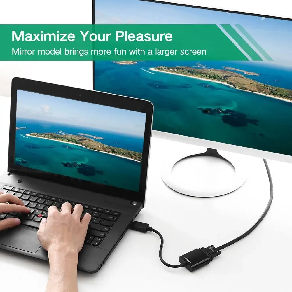 UGreen DP Male to VGA Female Converter Support 1920*1080 @60Hz With ABS Case (20415)