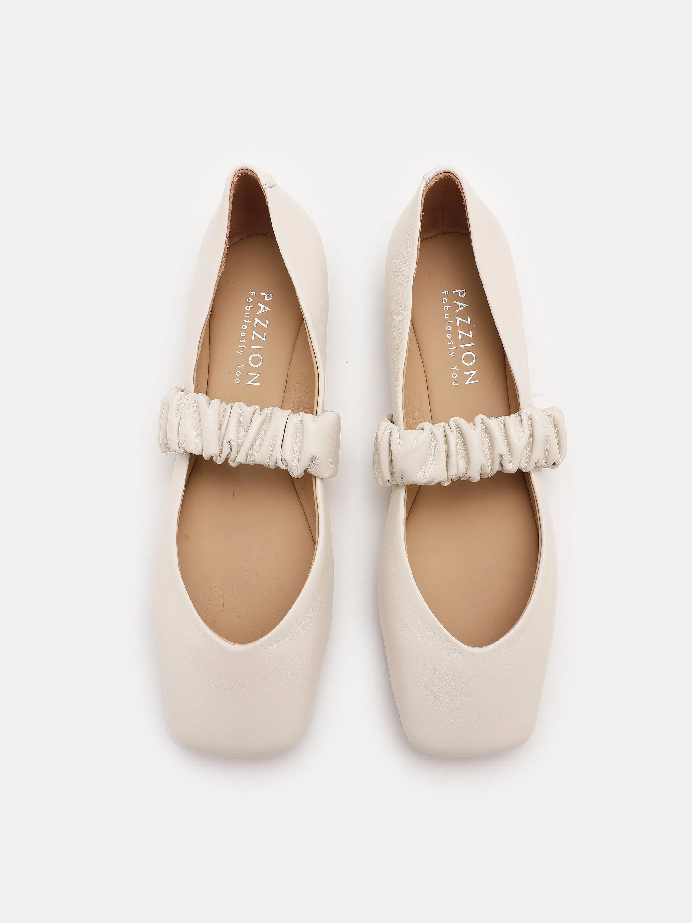 Zion Ruched Leather Band Ballet Flats