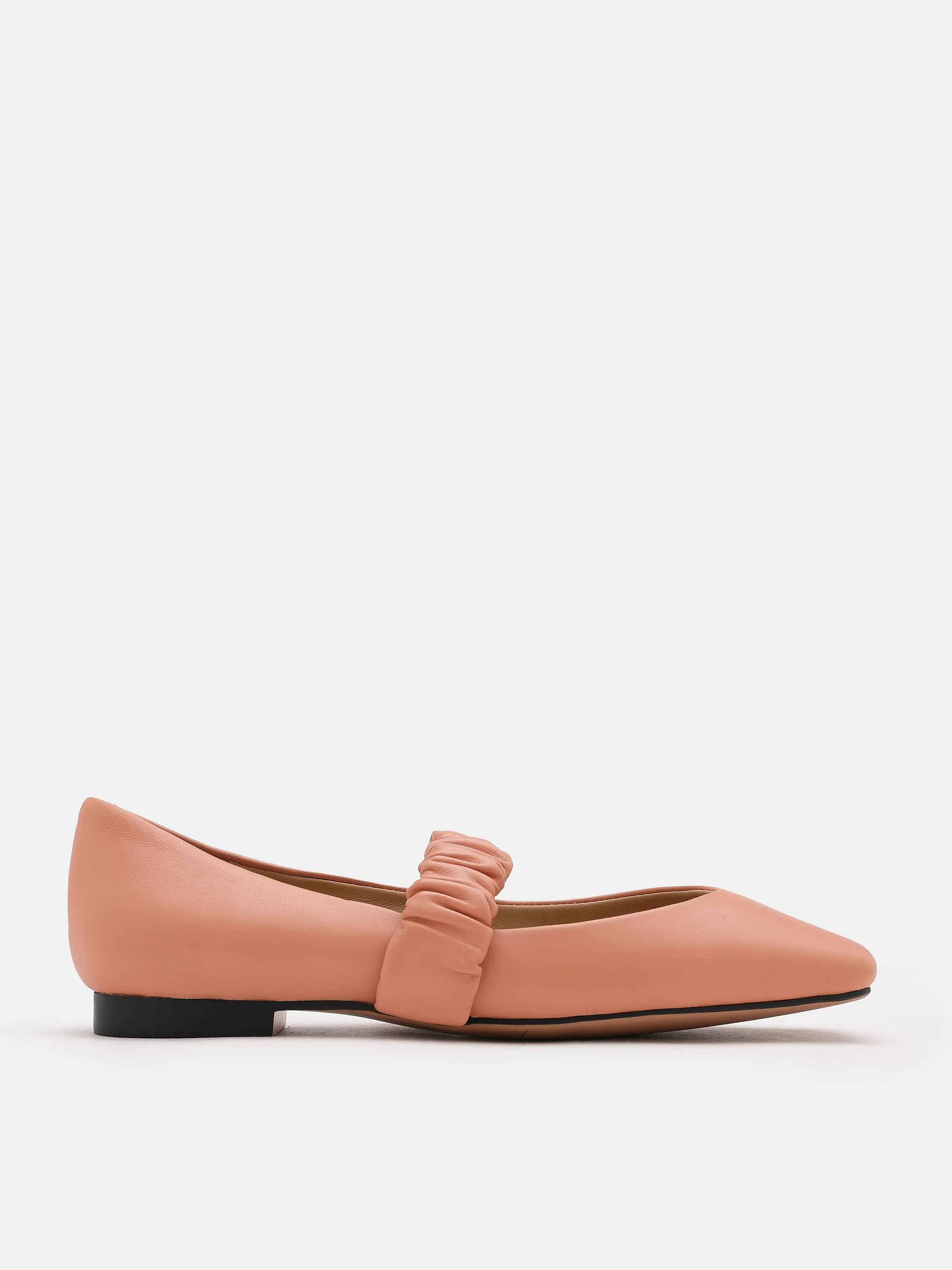 Zion Ruched Leather Band Ballet Flats