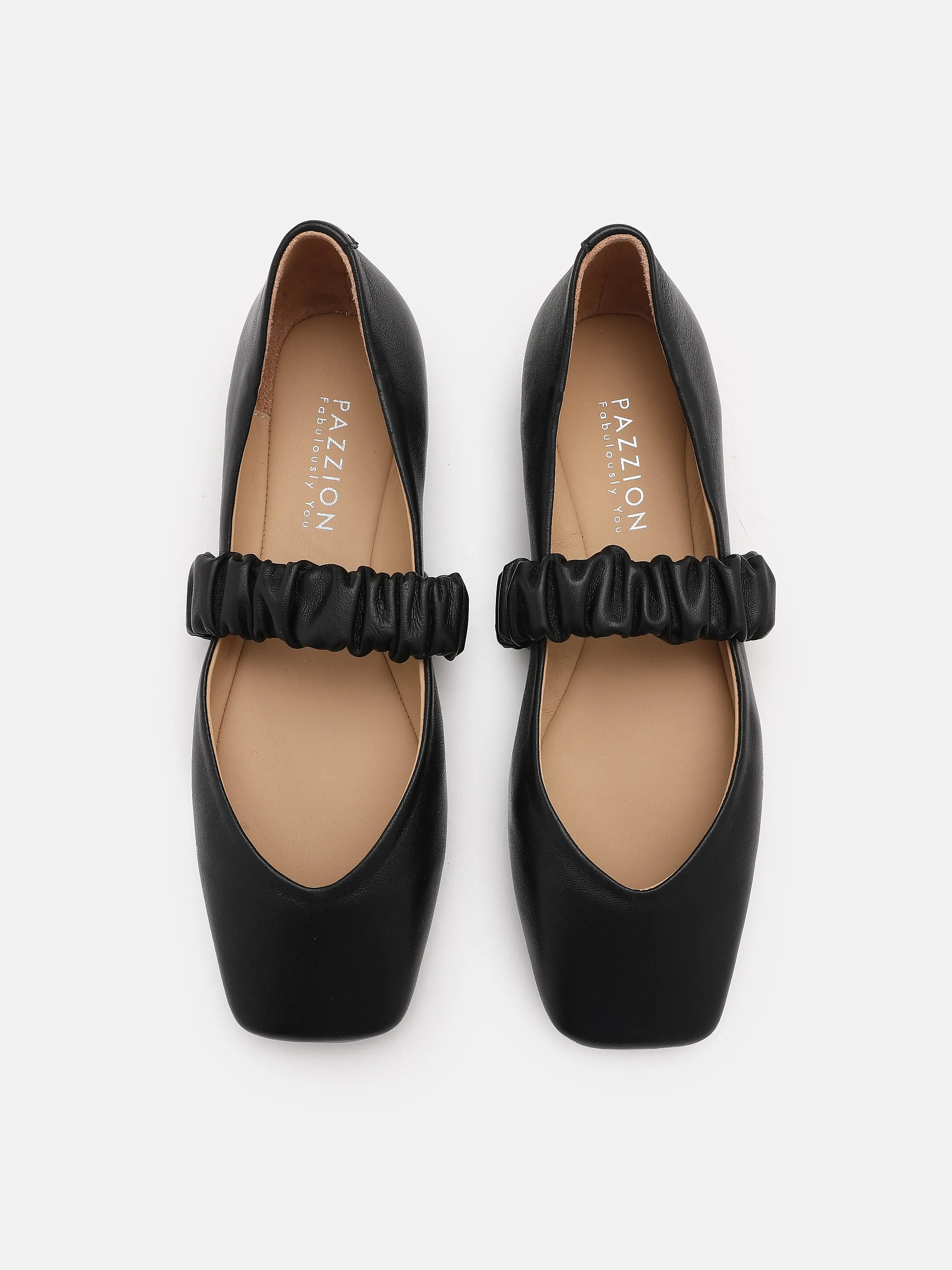 Zion Ruched Leather Band Ballet Flats