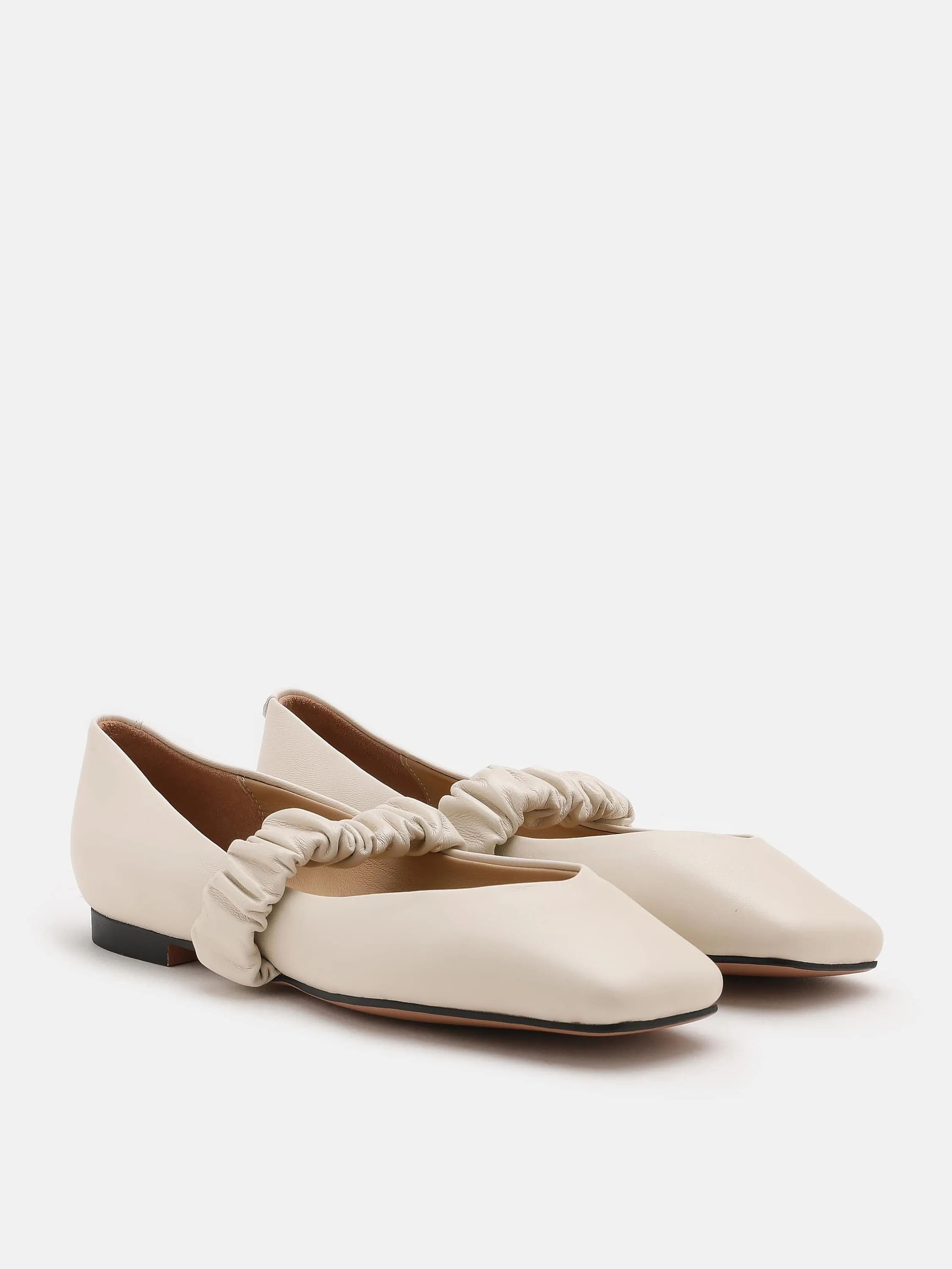 Zion Ruched Leather Band Ballet Flats