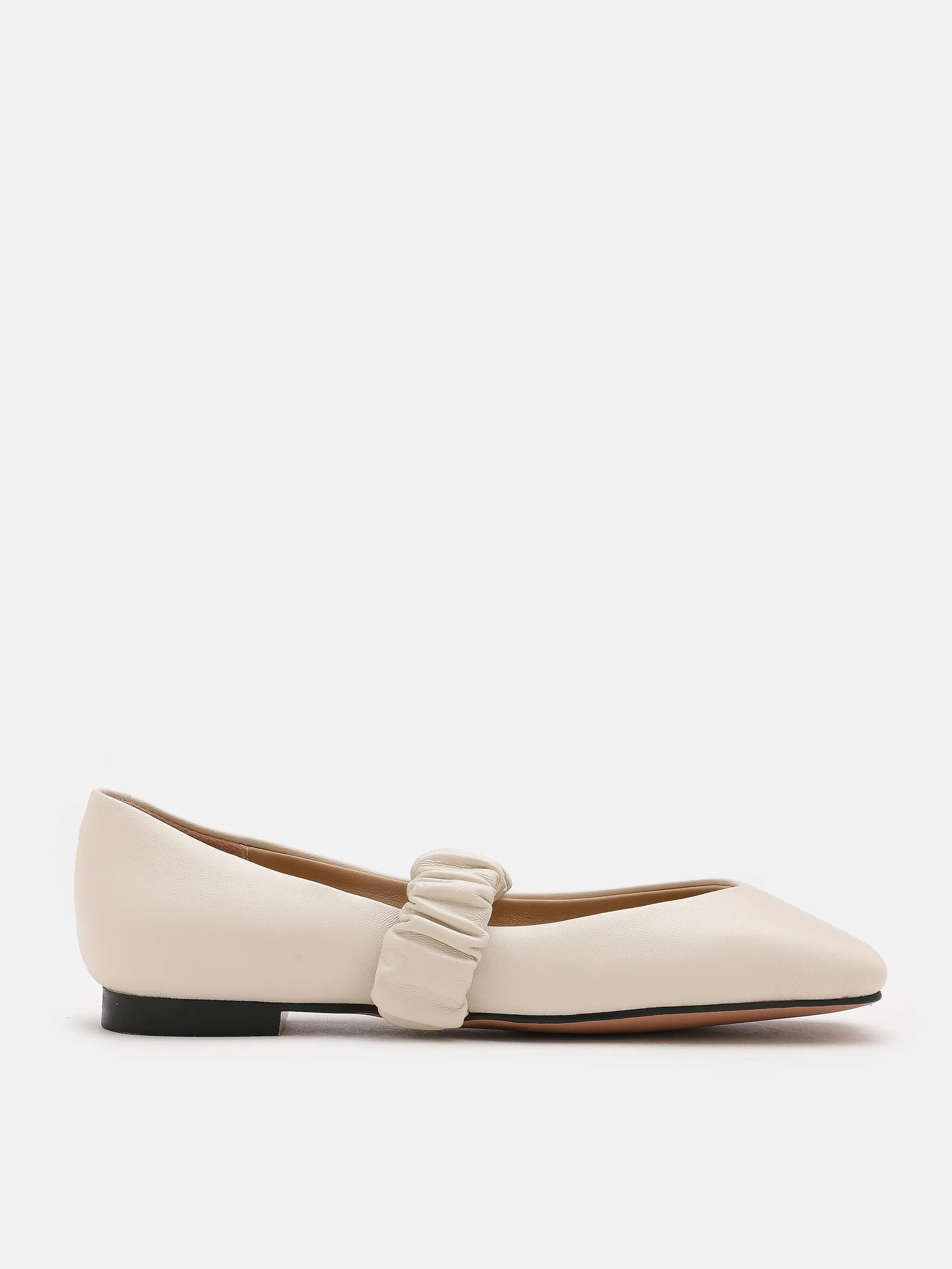 Zion Ruched Leather Band Ballet Flats