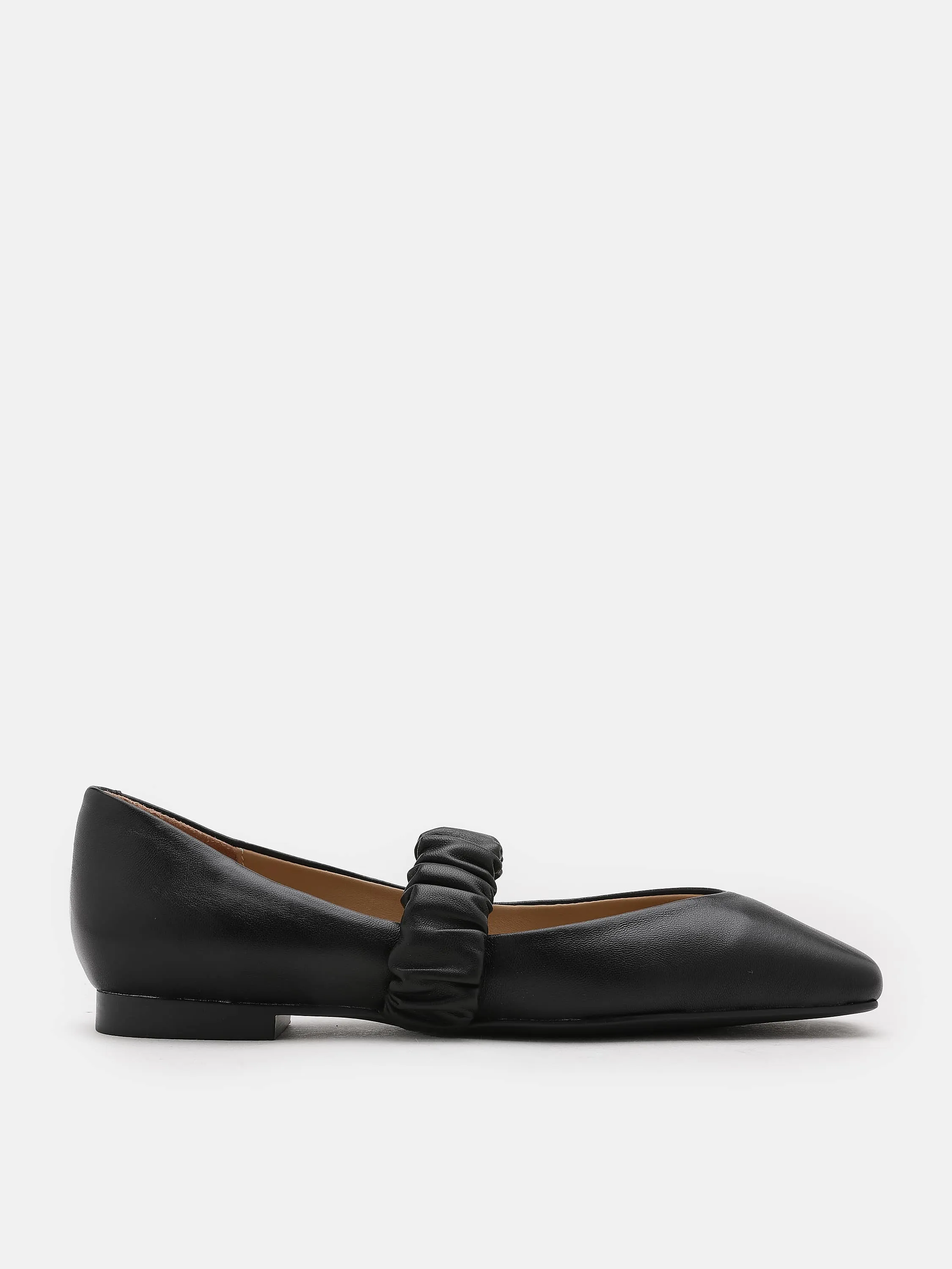 Zion Ruched Leather Band Ballet Flats