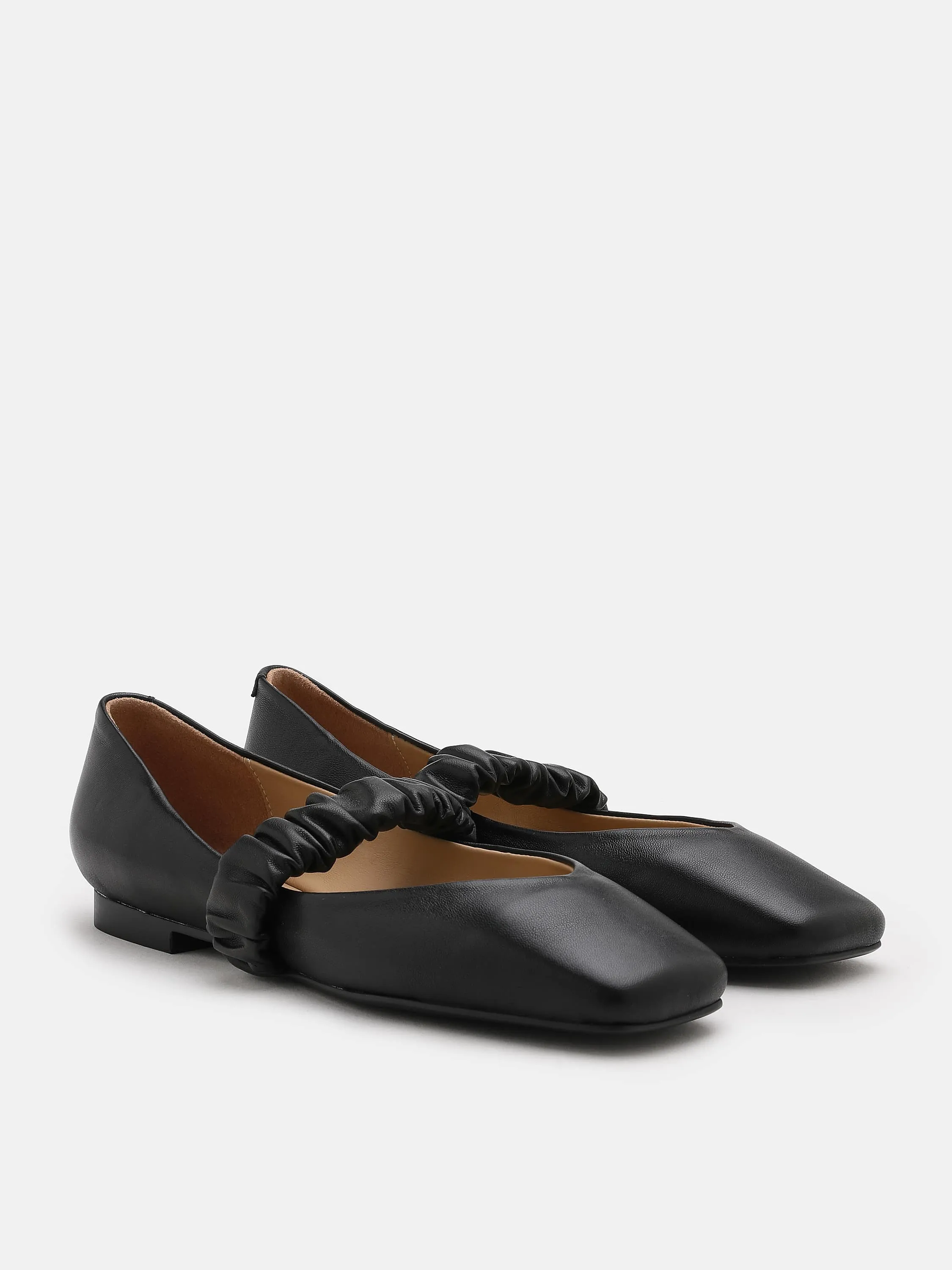 Zion Ruched Leather Band Ballet Flats