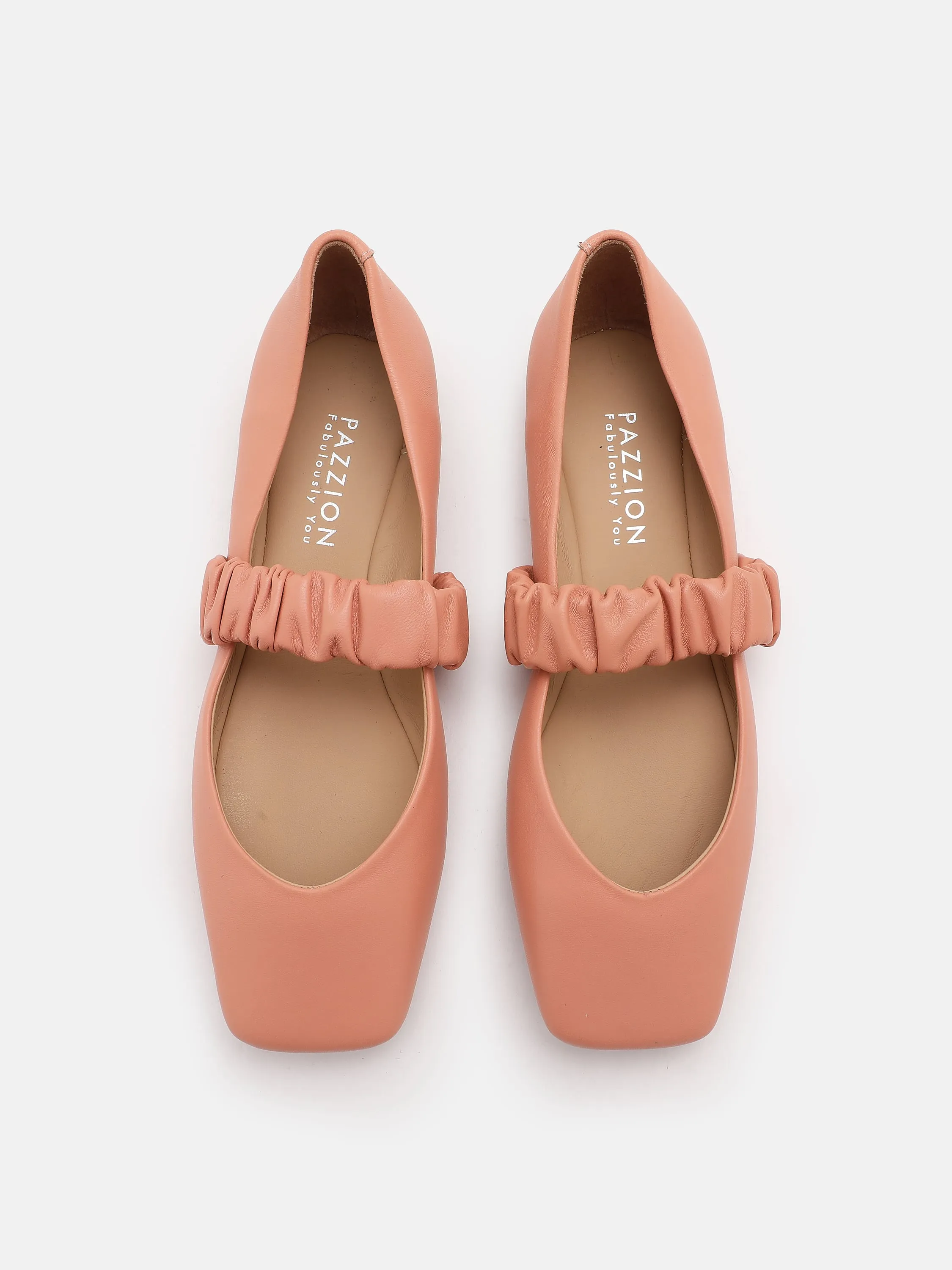 Zion Ruched Leather Band Ballet Flats