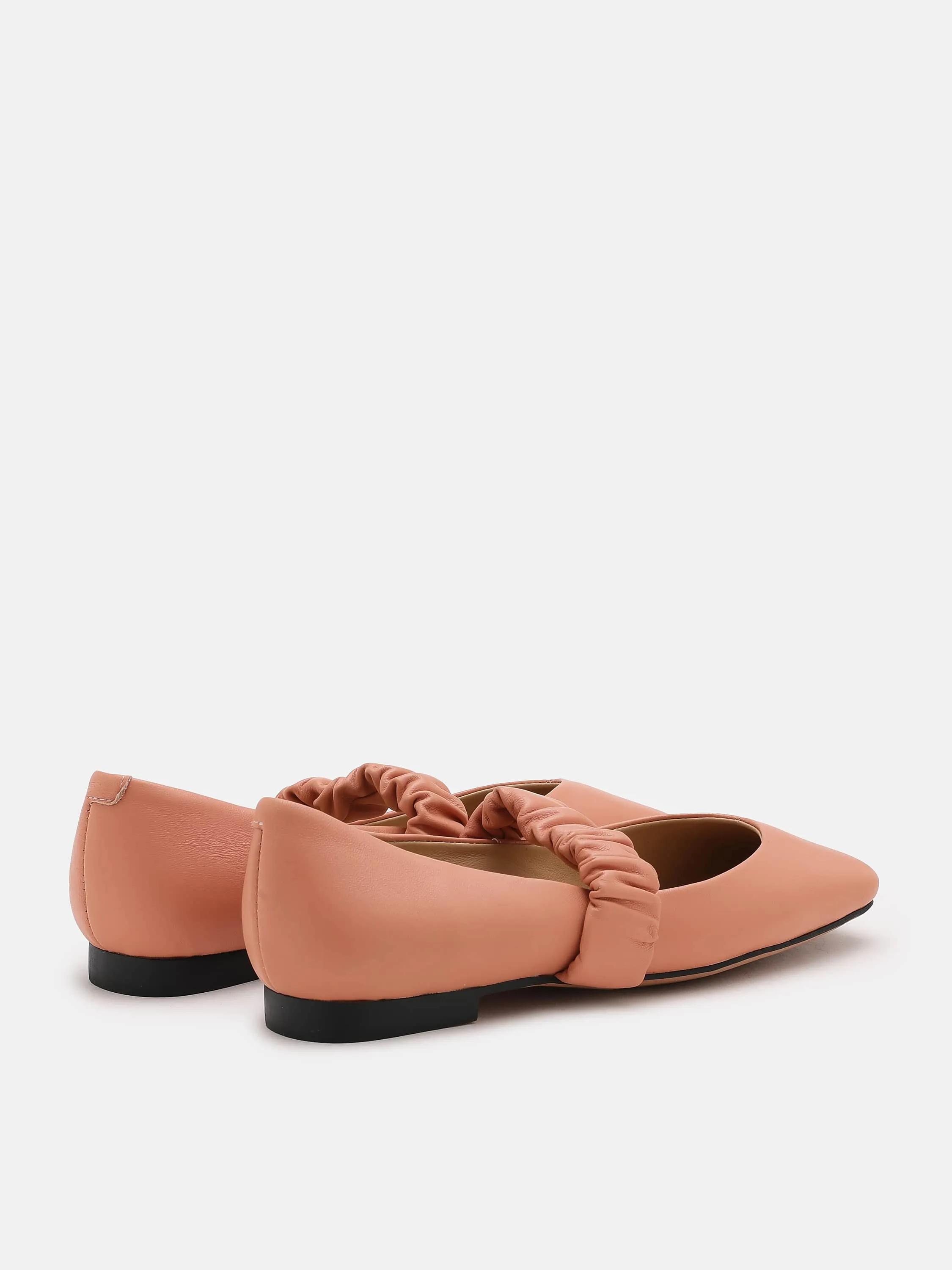Zion Ruched Leather Band Ballet Flats