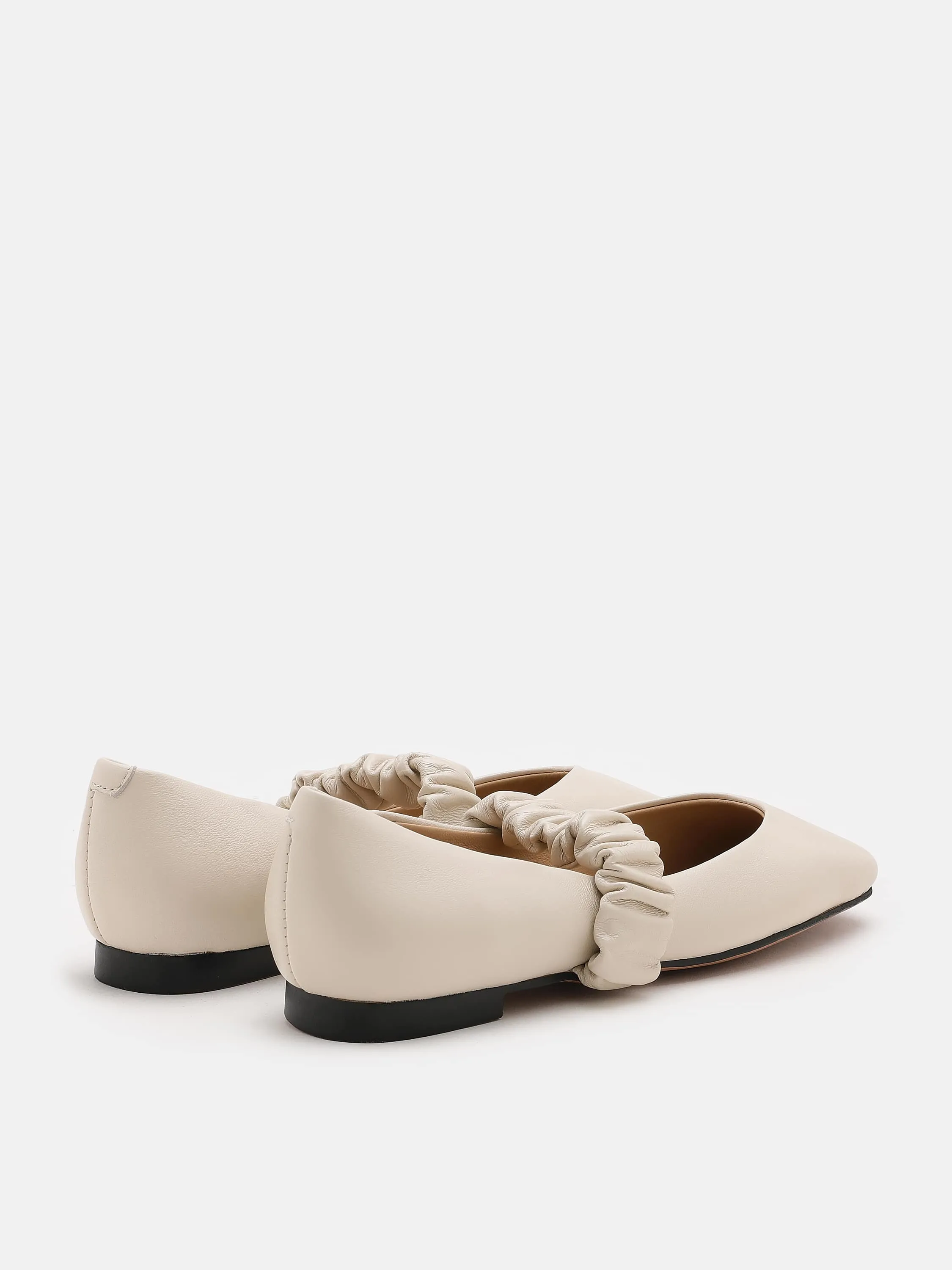 Zion Ruched Leather Band Ballet Flats